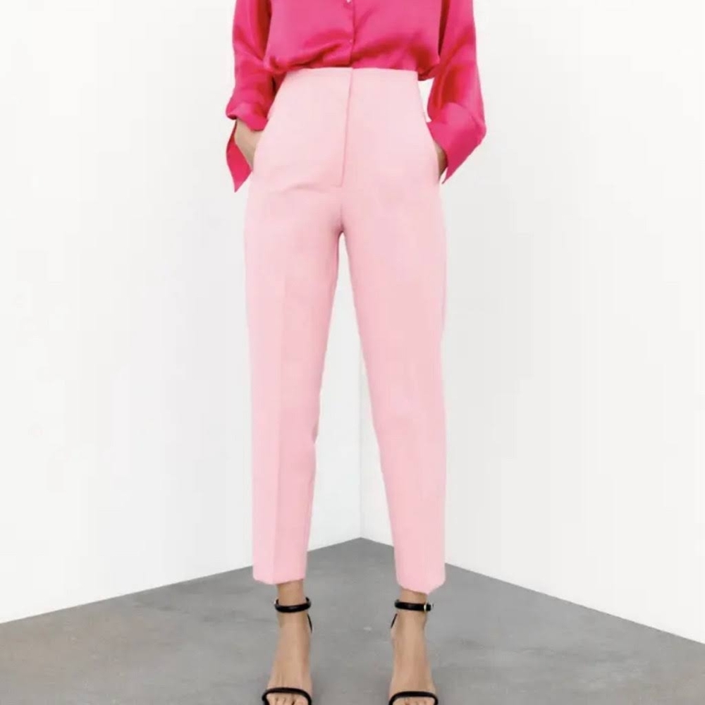 Pre Loved Zara High rise jump suit pants. Pink size XS